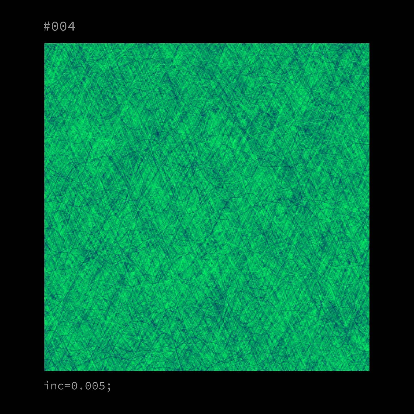 Generative composition #004: a medium-grain crosshatched texture from Perlin noise, step size 0.005